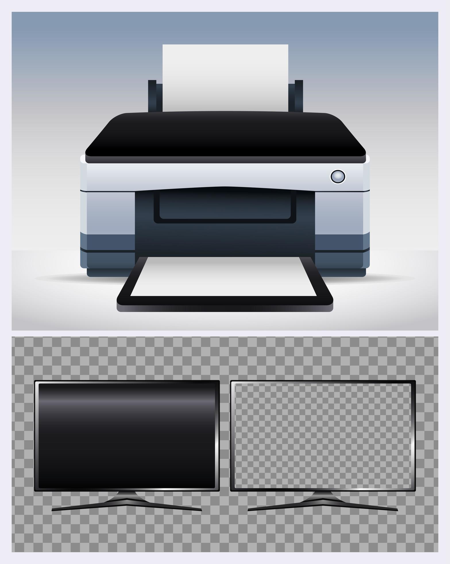 printer hardware machine and monitor computer devices 2525912 Vector