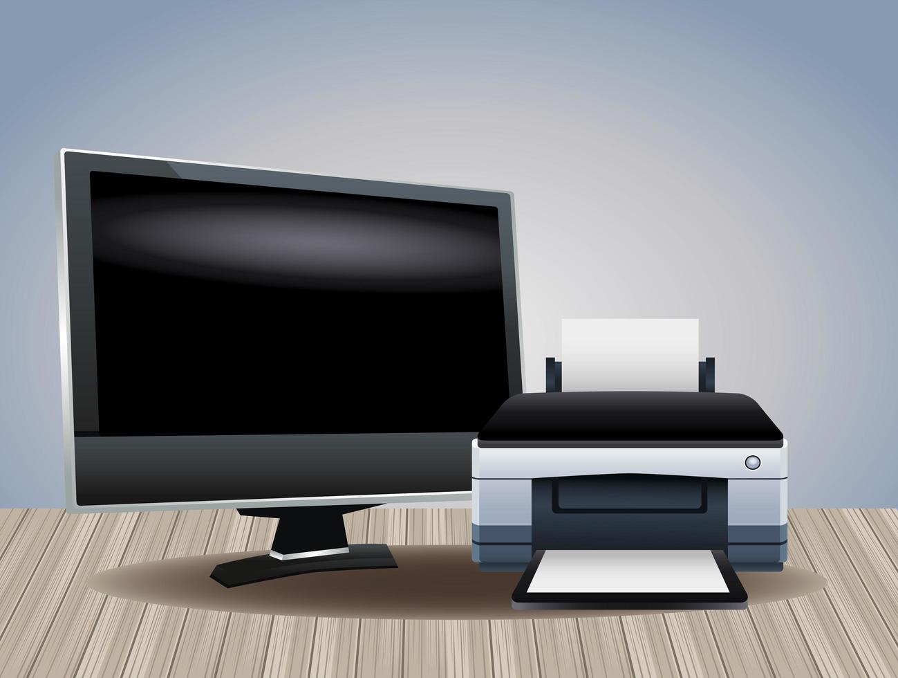 printer hardware machine and monitor computer devices vector