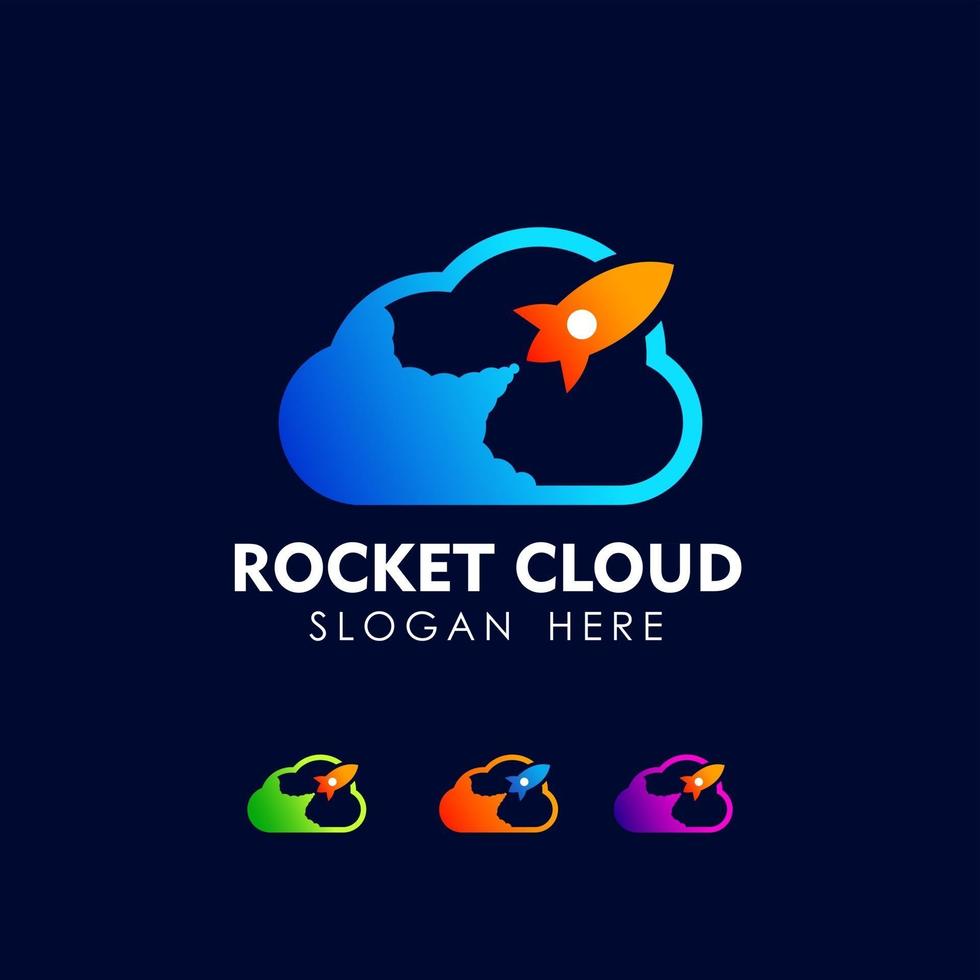 plantilla de diseño de logotipo de nube de cohete vector