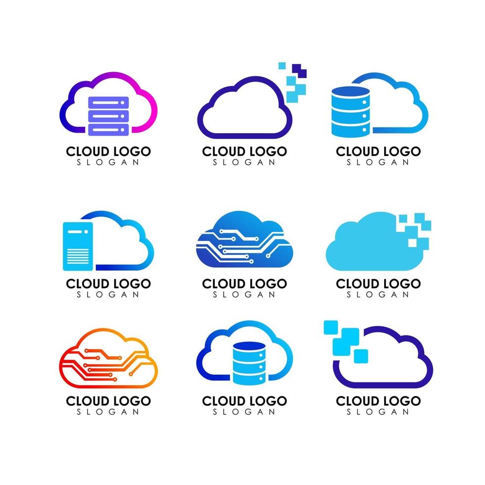 símbolo de icono de logotipo de tecnología de nube vector