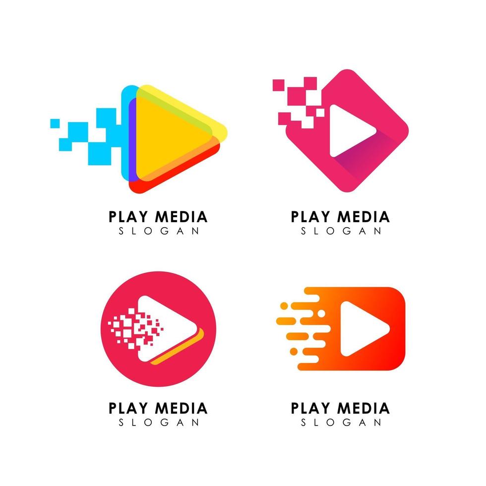 play media logo design template vector