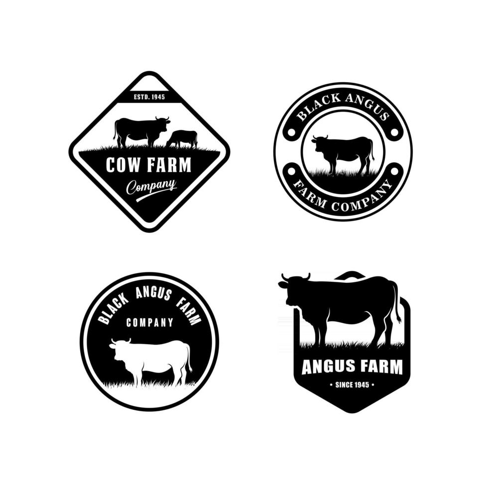 plantilla de diseño de logotipo de granja de vacas vector