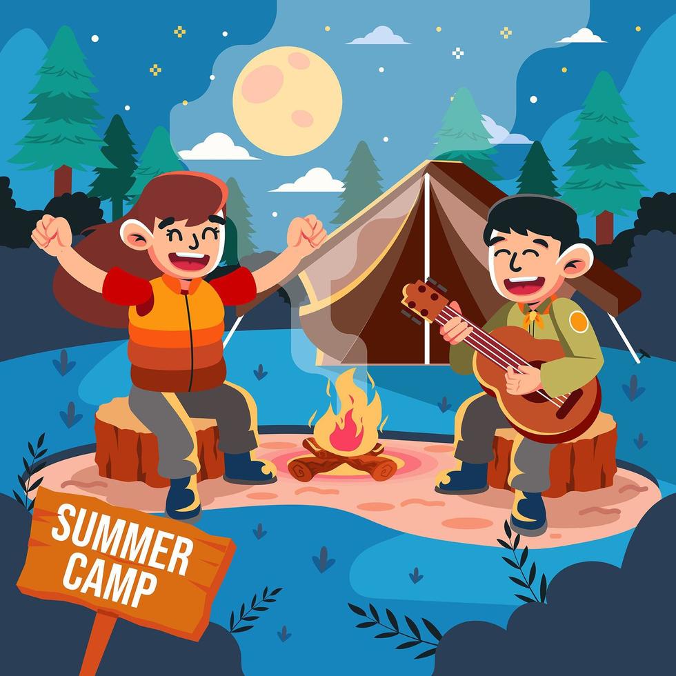 Summer Camp Night with Music vector