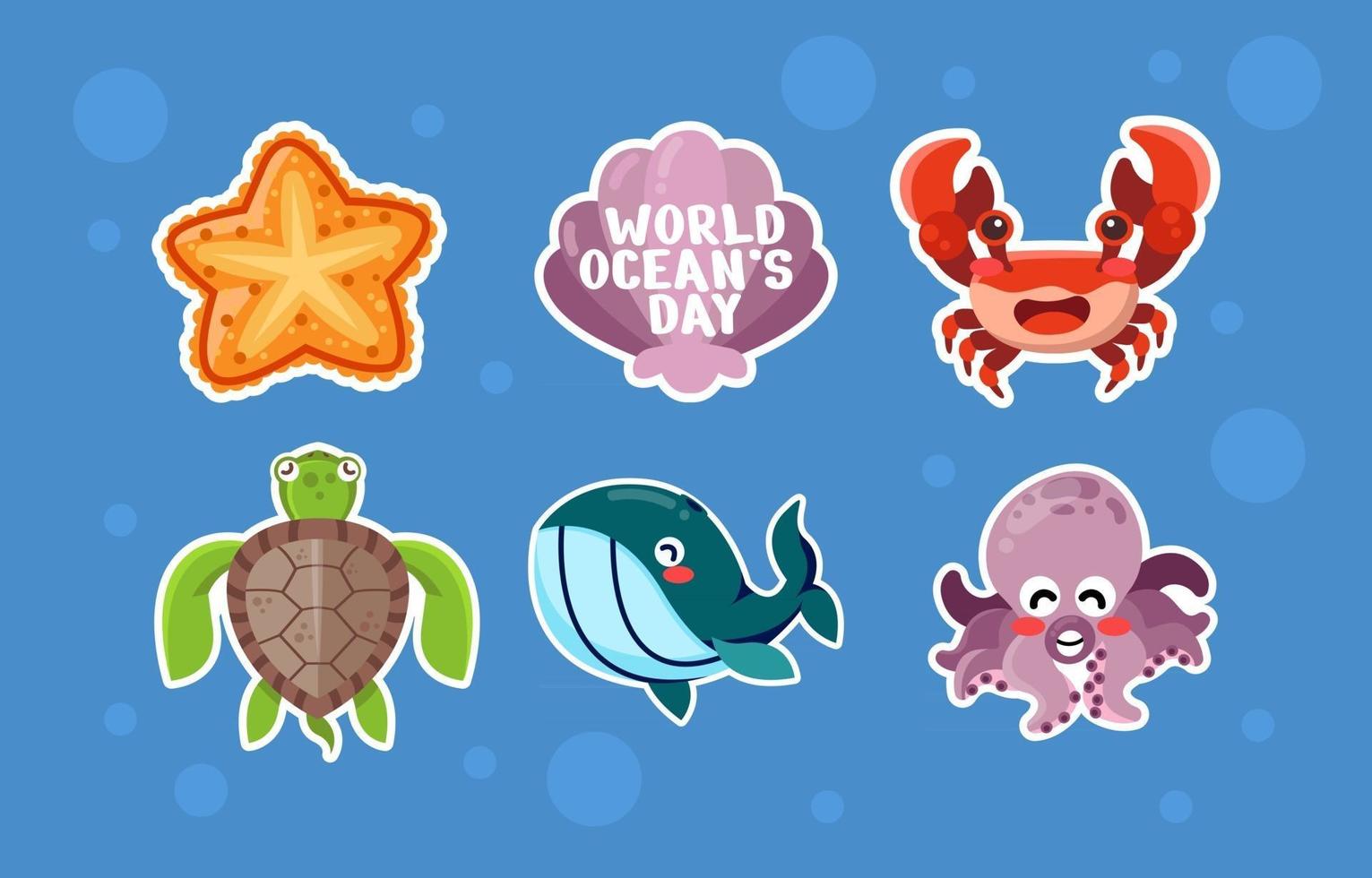 World Oceans Day Stickers vector