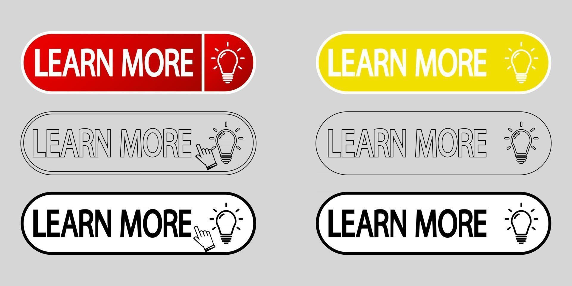 Learn More button set vector