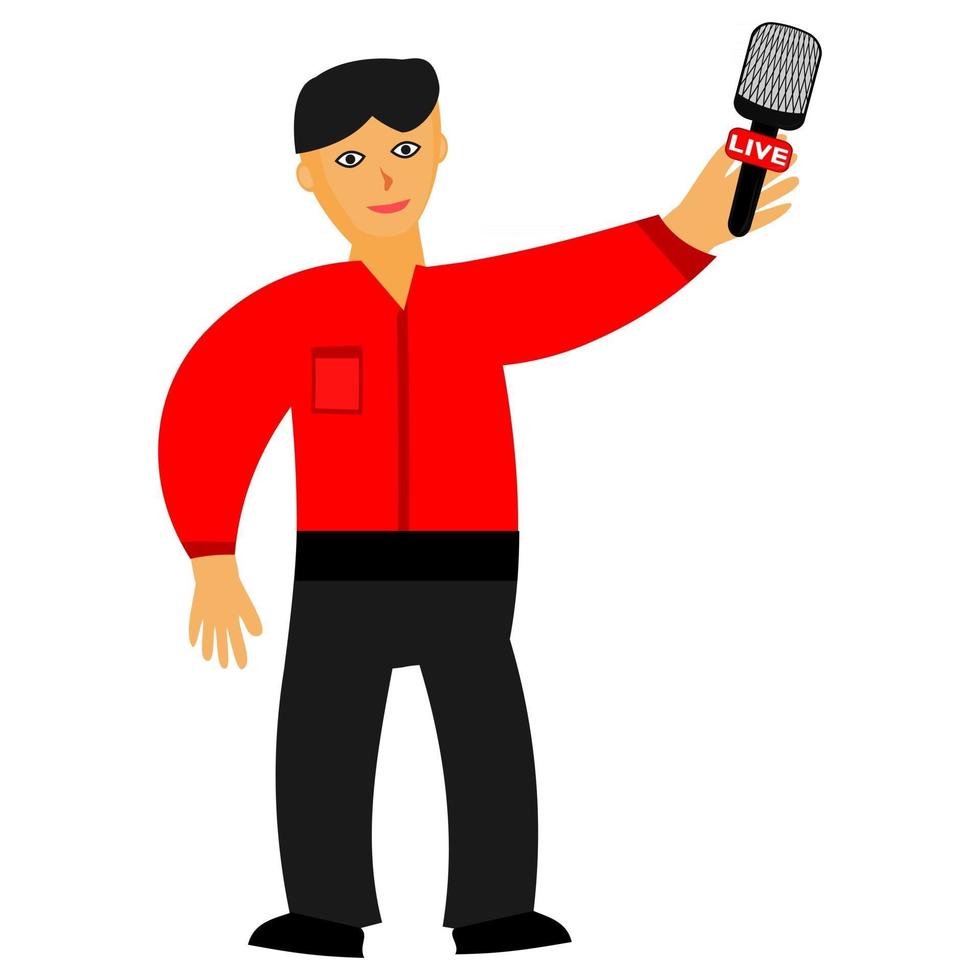 Man with microphone in the hand vector