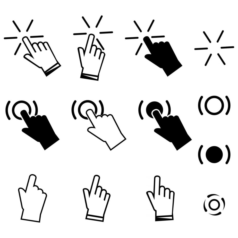 Black flat touch vector icons set