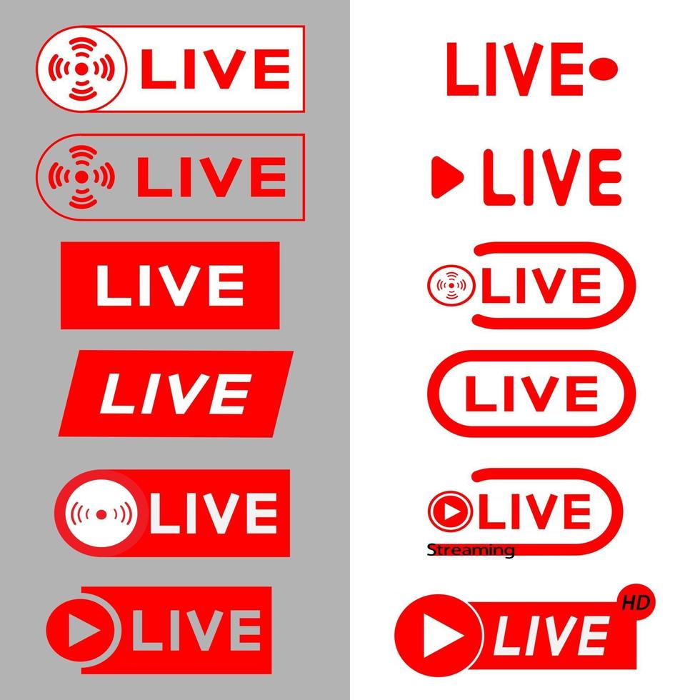 Live streaming icons and  broadcast vector