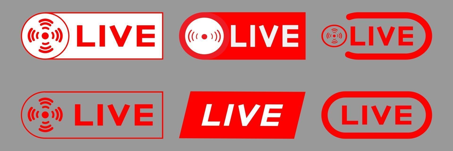 Live broadcasting icons set vector