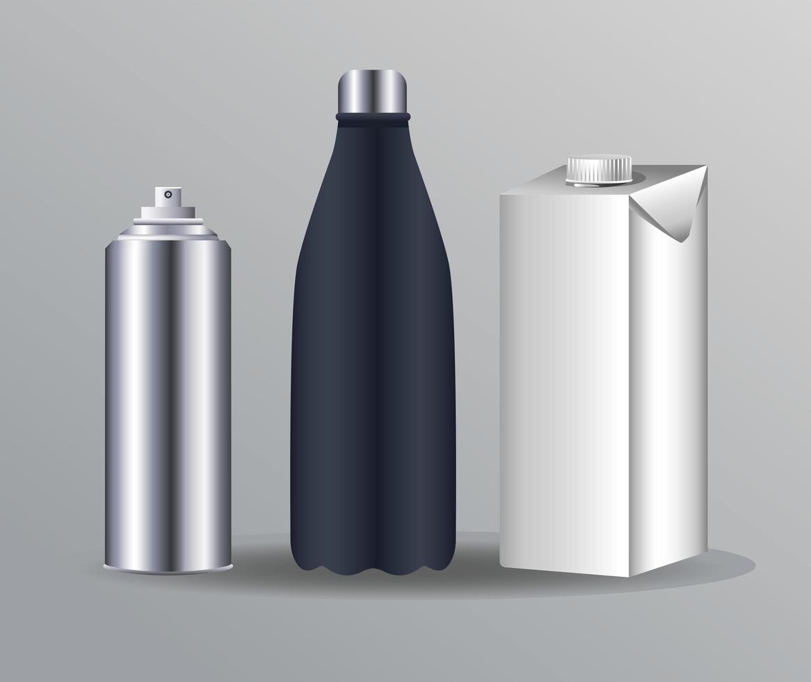 botellas productos embalajes marca iconos vector