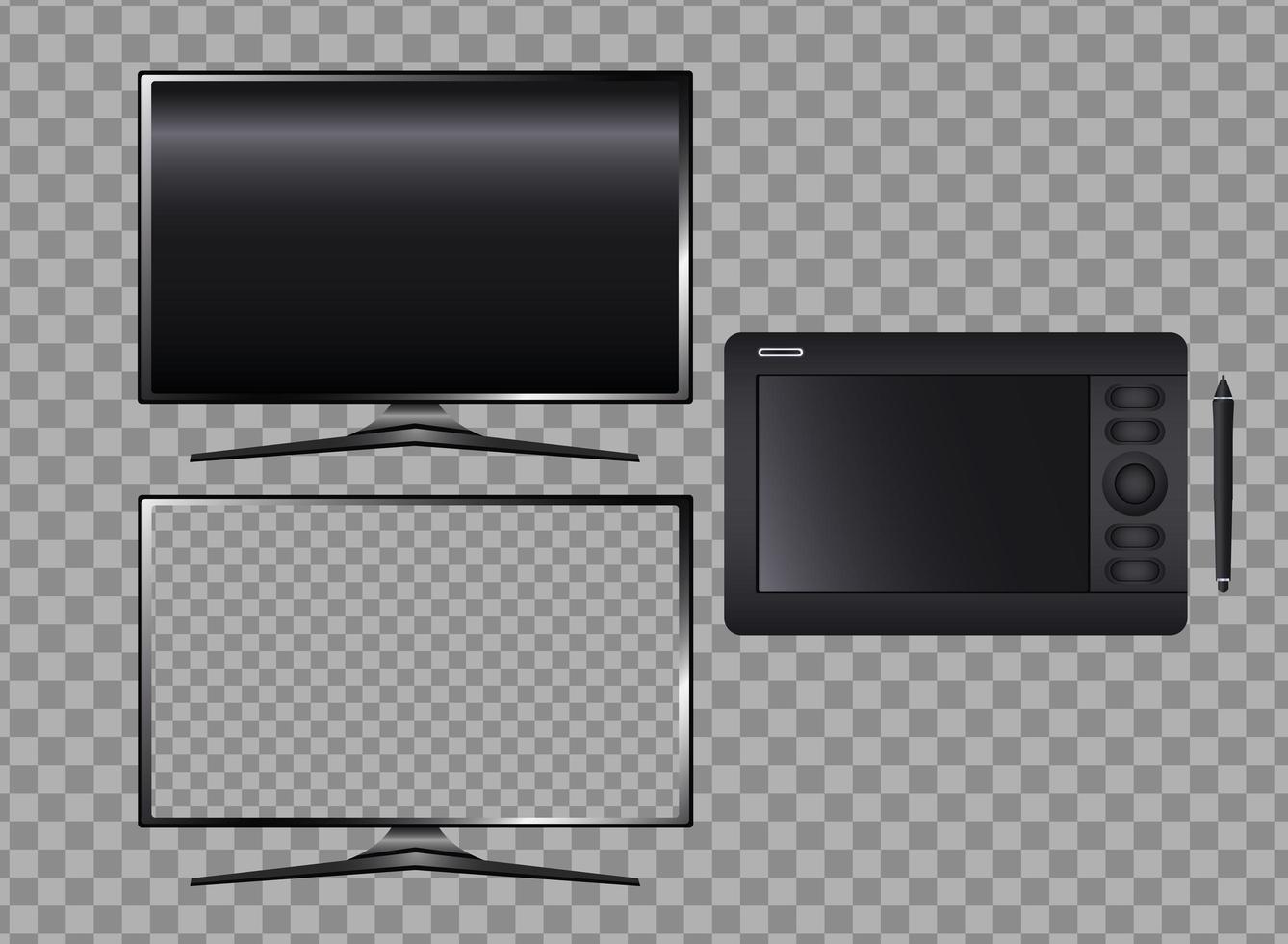 computers monitors displays with camera devices vector