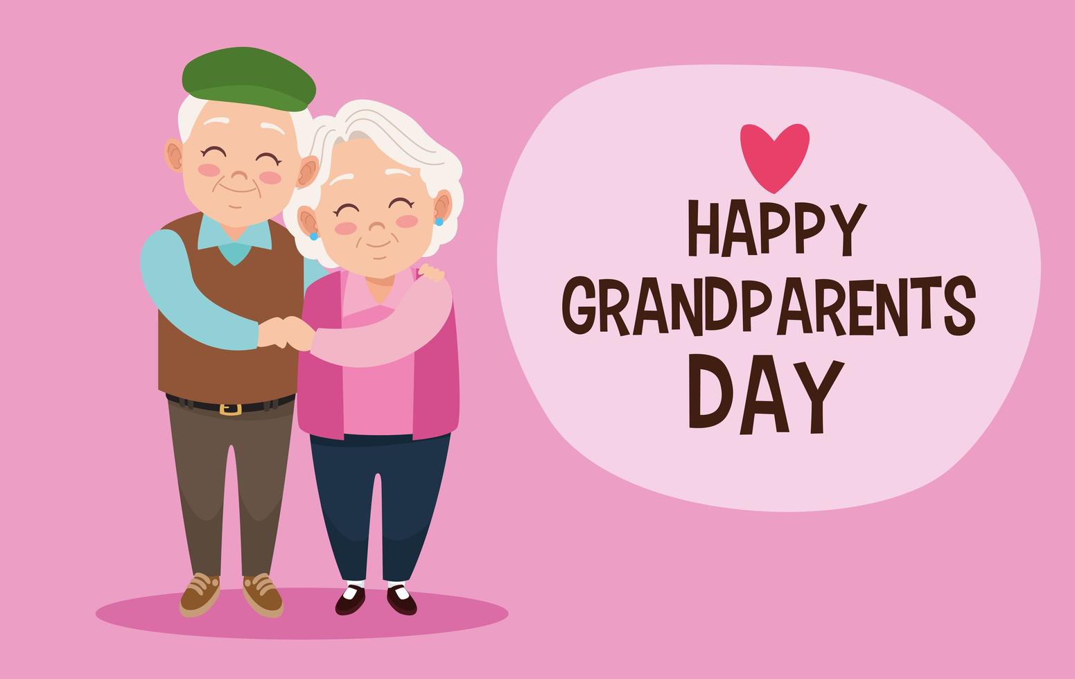 cute happy grandparents couple and lettering with heart vector