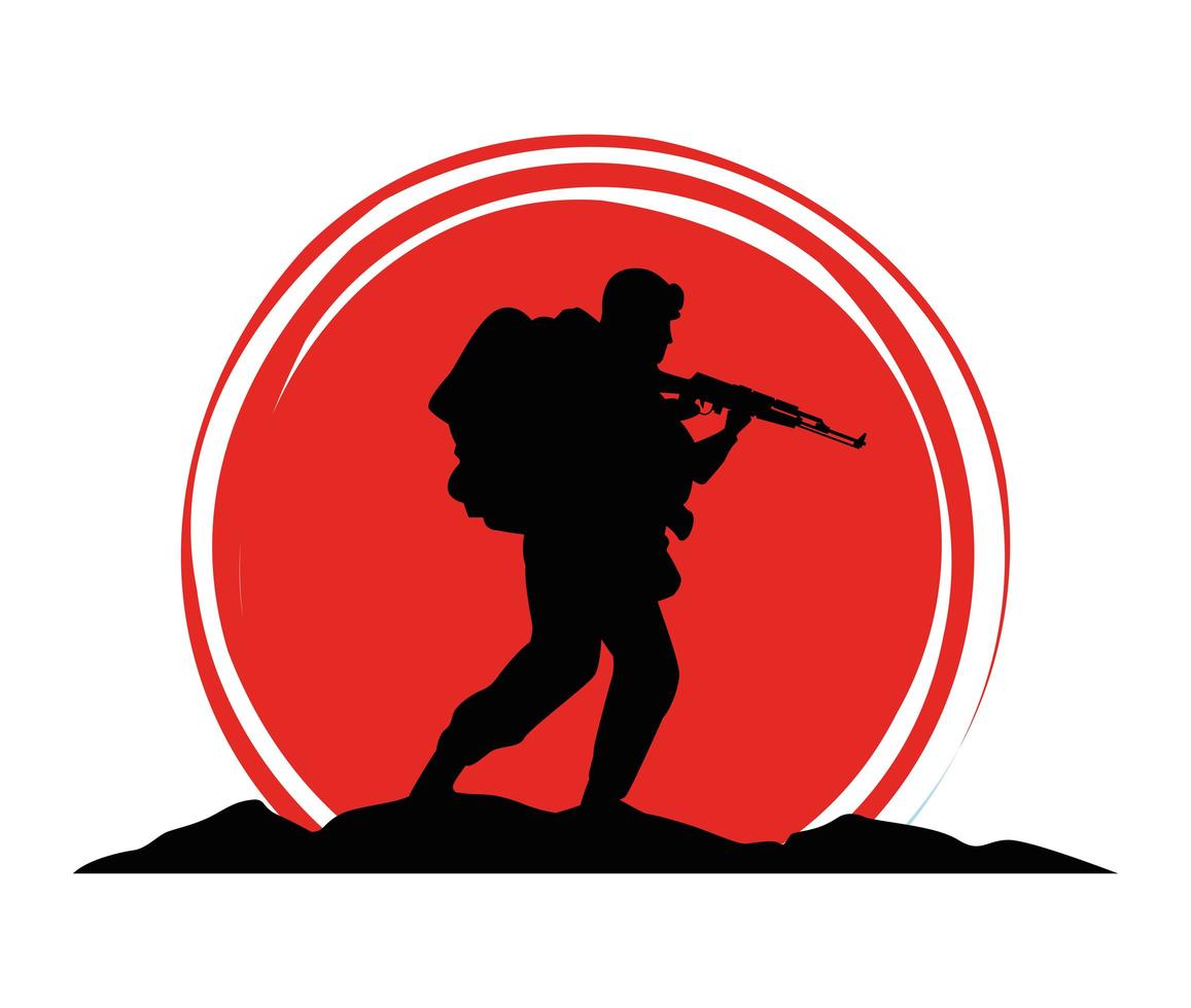 military soldier with gun silhouette figure vector