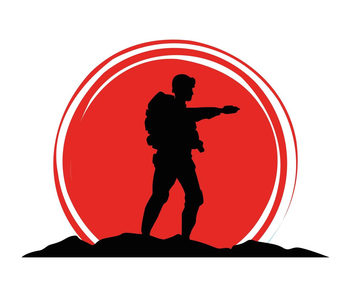 icono de figura de silueta de soldado militar vector