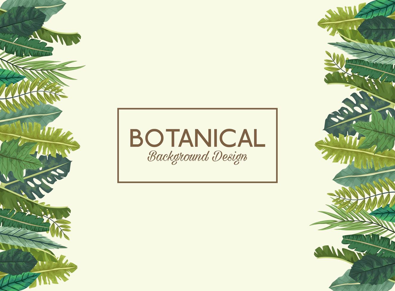 hojas tropicales y diseño de fondo botánico de letras vector