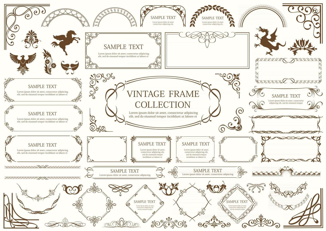 Vintage Frame Set Isolated On A Plain Background vector