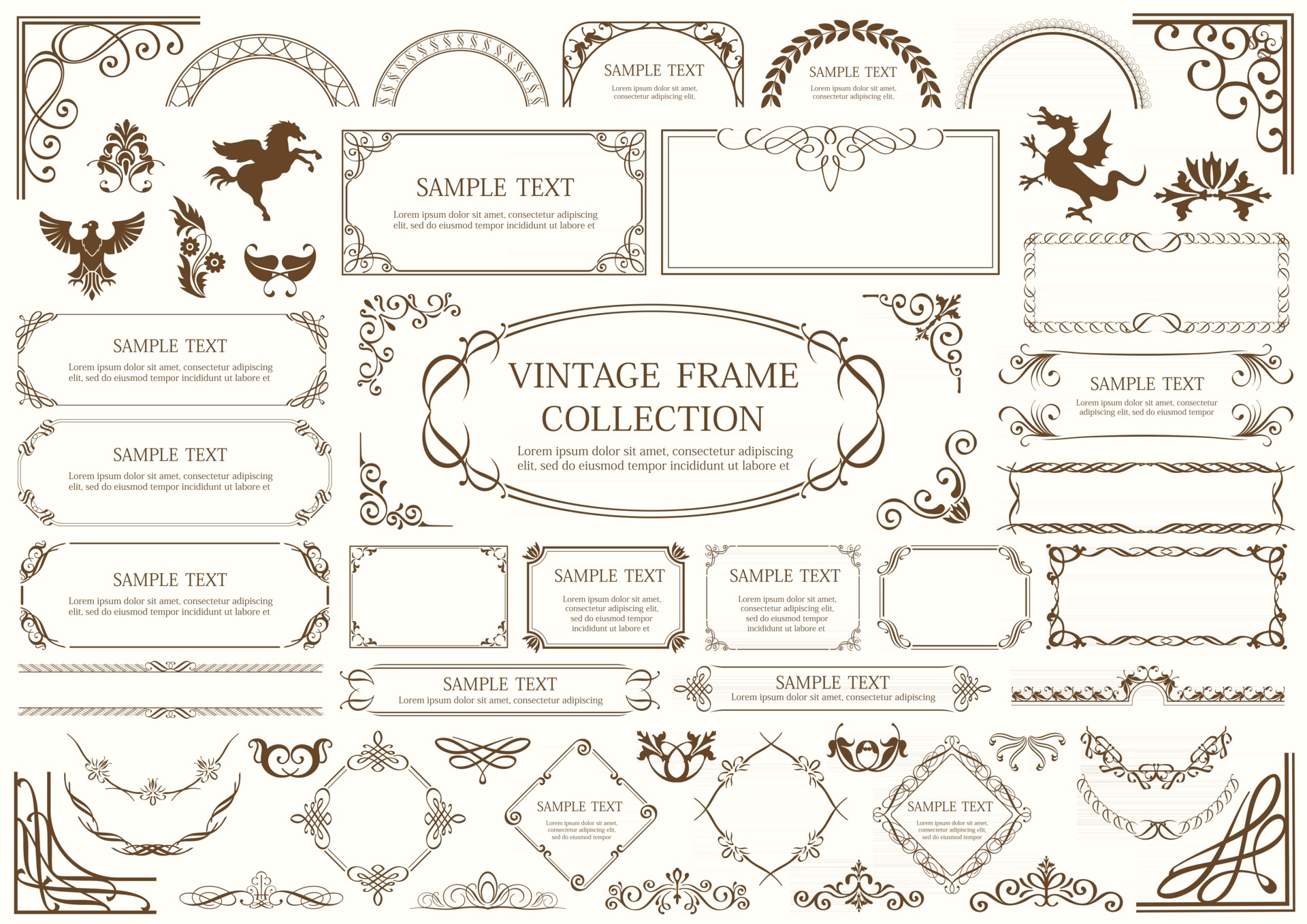 Vintage Frame Set Isolated On A Plain Background 2526424 Vector Art at