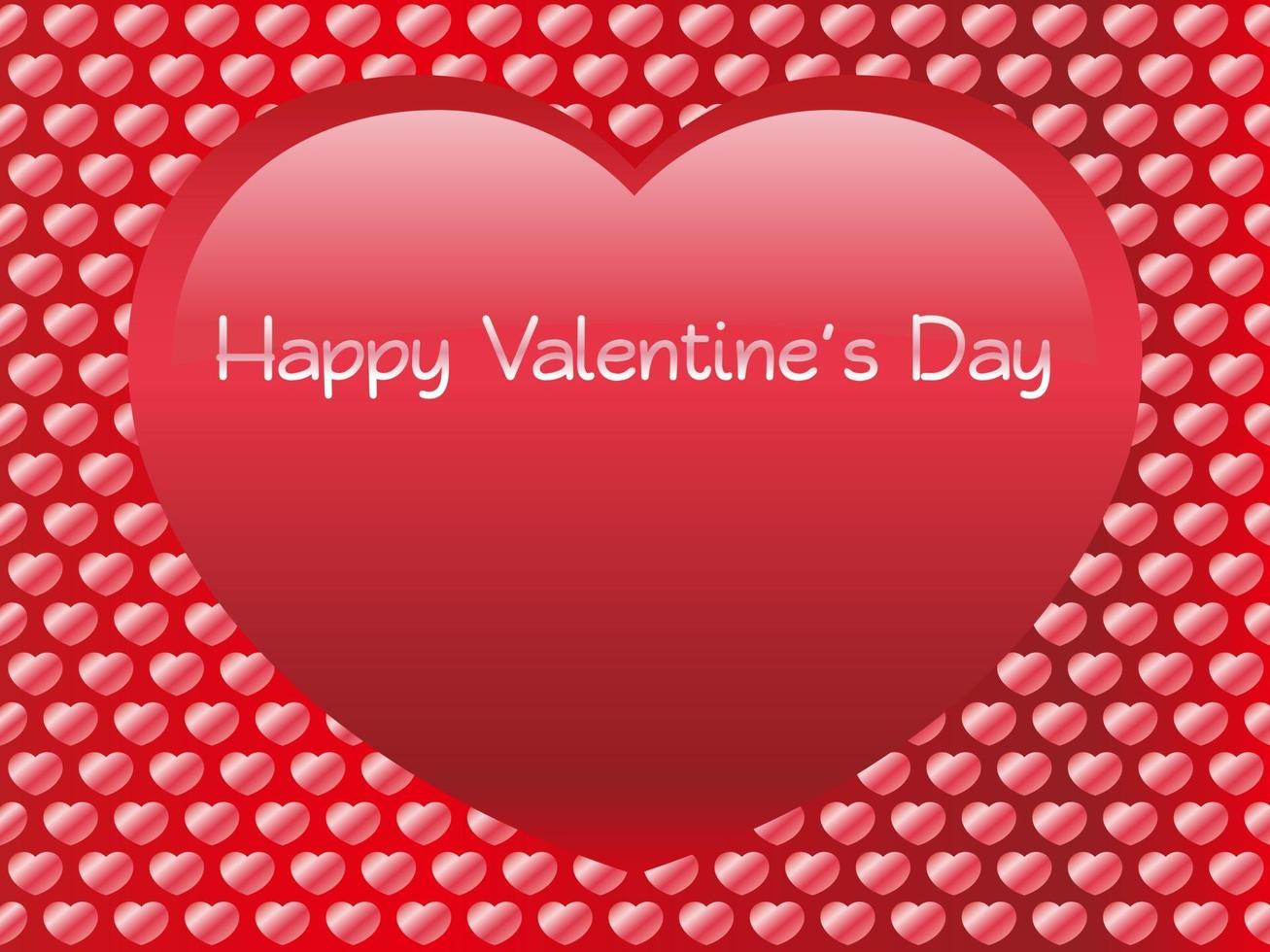 Plantilla de tarjeta de vector transparente de San Valentín con forma de corazón rojo brillante grande