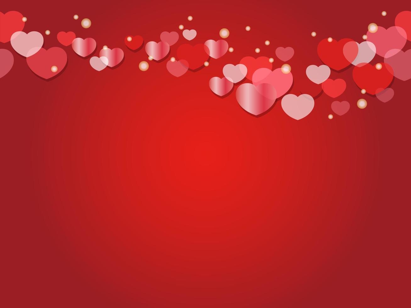 Valentines Day Seamless Vector Card Template With Translucent Hearts Floating On A Red Background