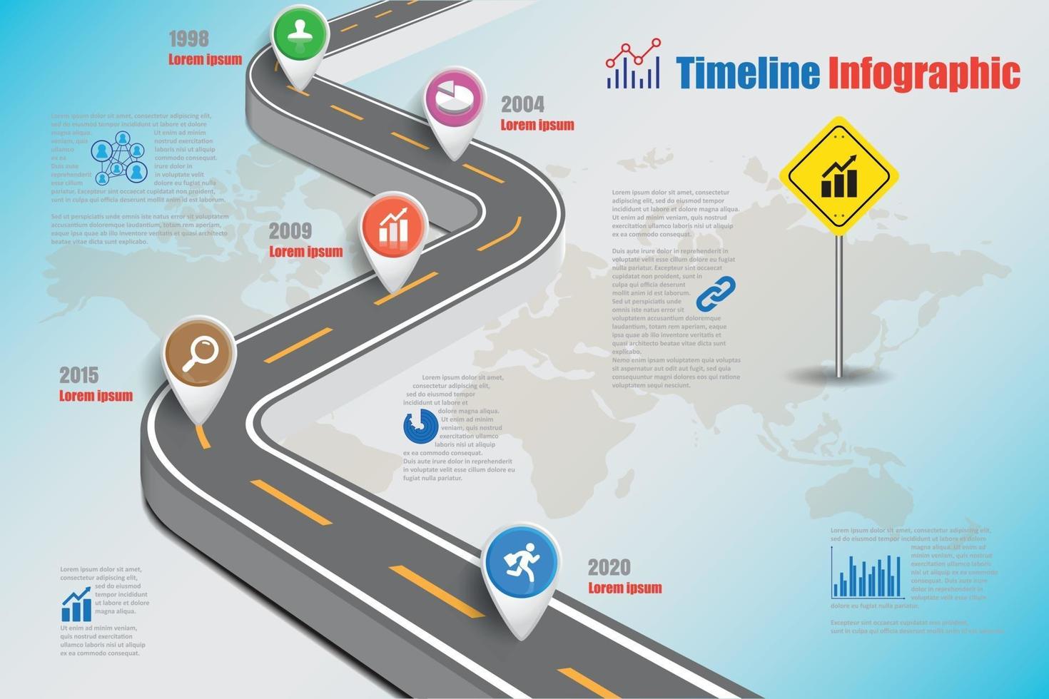 infografía de línea de tiempo de hoja de ruta de negocios con puntero diseñado para fondo abstracto elemento de hito de plantilla diagrama moderno tecnología de proceso marketing digital presentación de datos gráfico ilustración vectorial vector