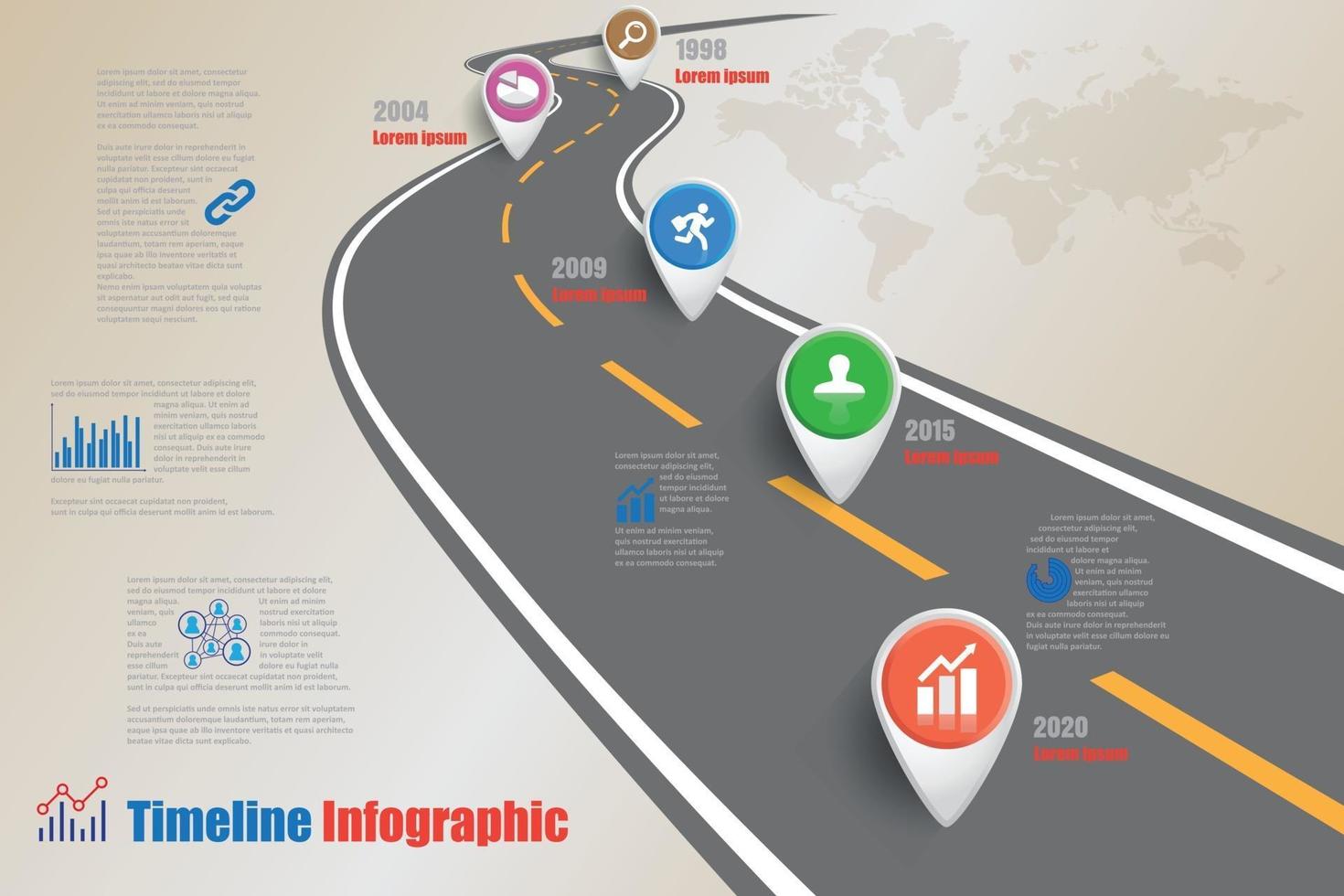 infografía de línea de tiempo de hoja de ruta de negocios con puntero diseñado para fondo abstracto elemento de hito de plantilla diagrama moderno tecnología de proceso marketing digital presentación de datos gráfico ilustración vectorial vector