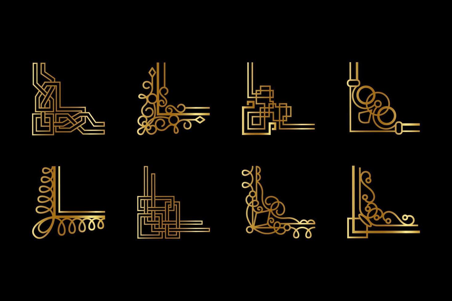 Golden geometric ornamental corner vector