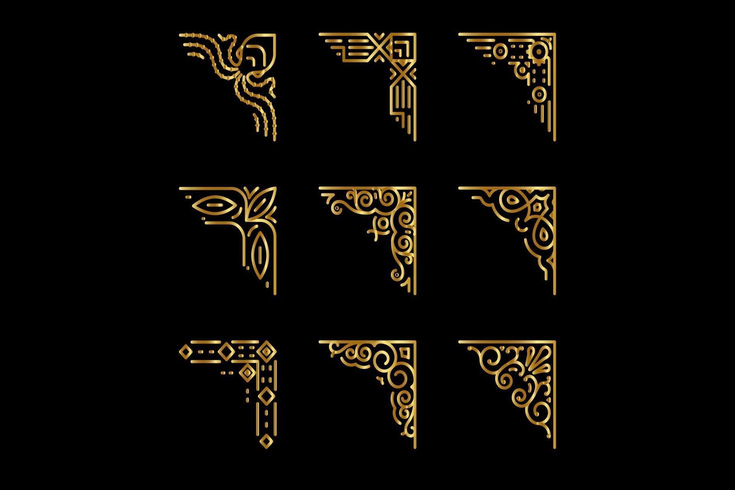 Vector golden geometric template for borders and frames