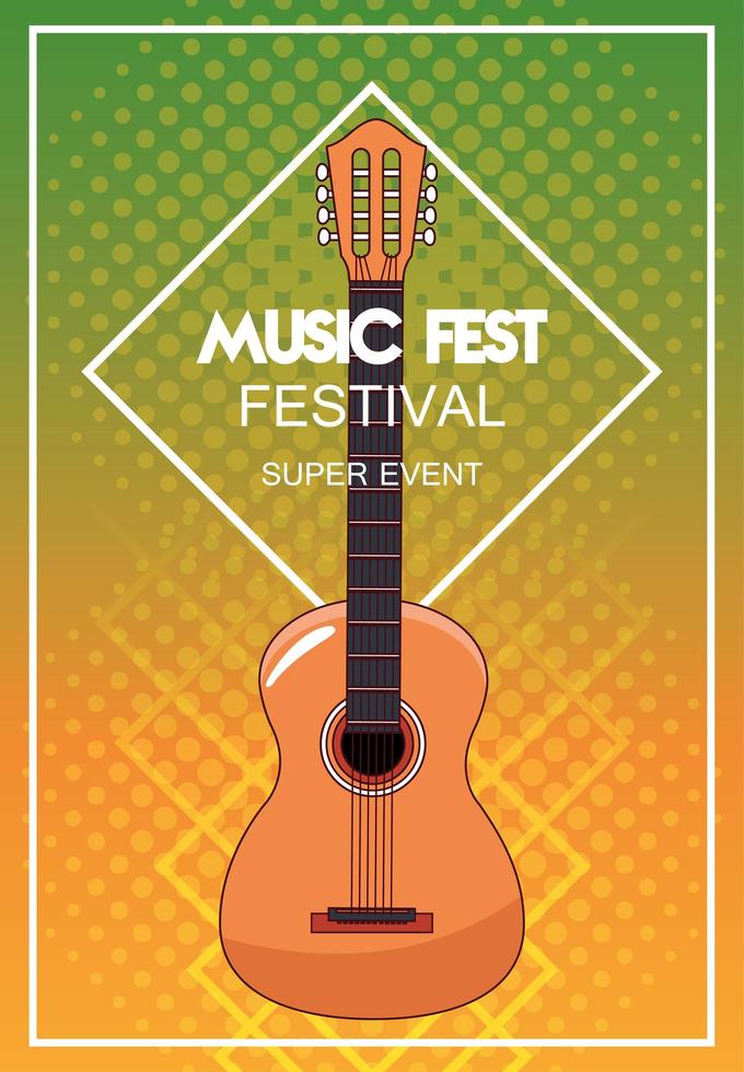 music fest poster with acoustic guitar vector