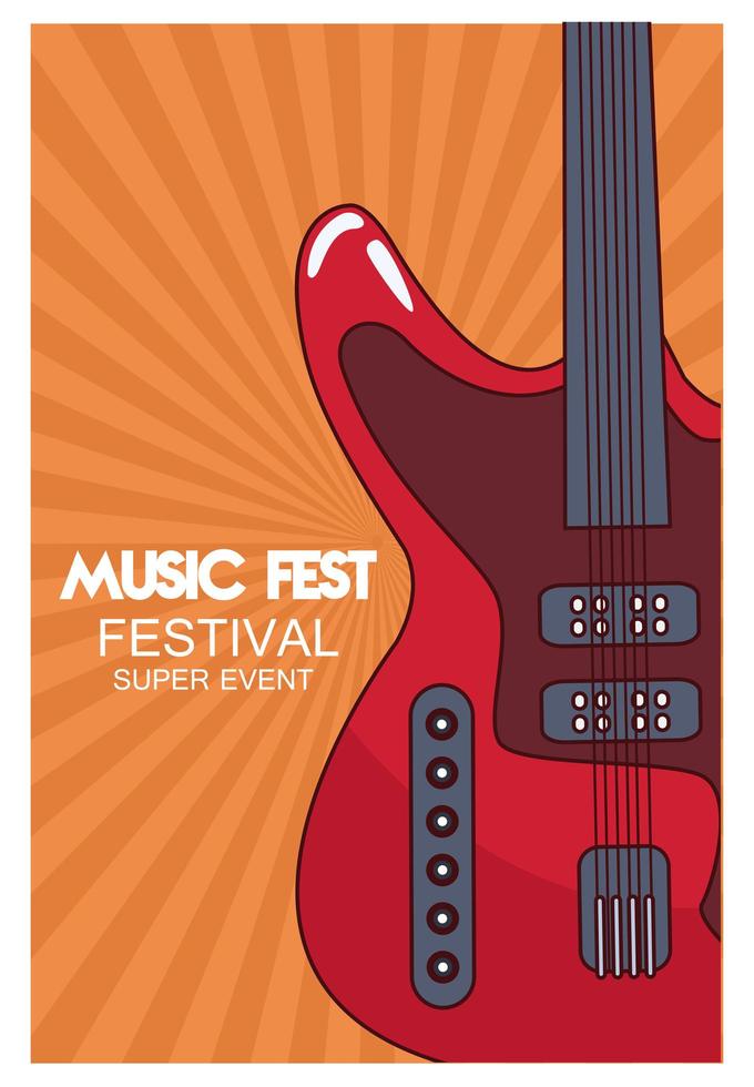 music fest poster with electric guitar vector