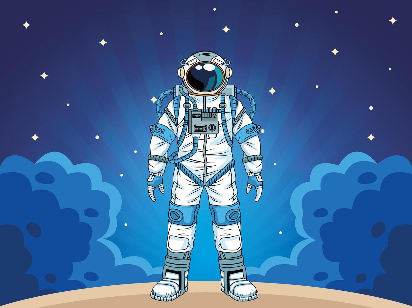 astronauta en el personaje espacial. vector