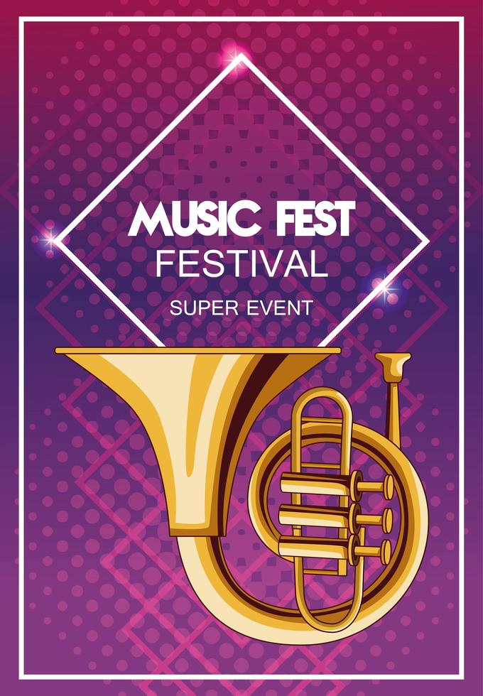 music fest poster with trumpets vector