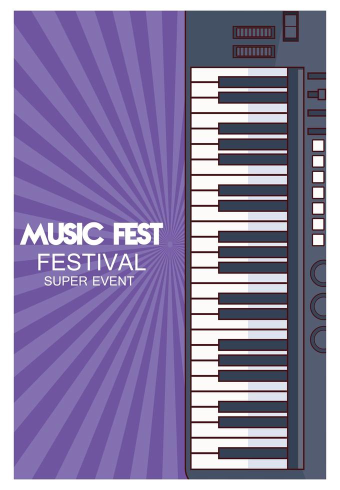 music fest poster with piano vector