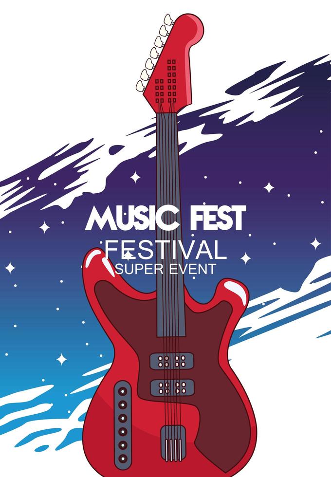 cartel del festival de música con guitarra eléctrica vector