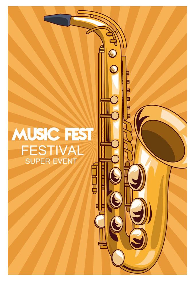 music fest poster with saxophone vector