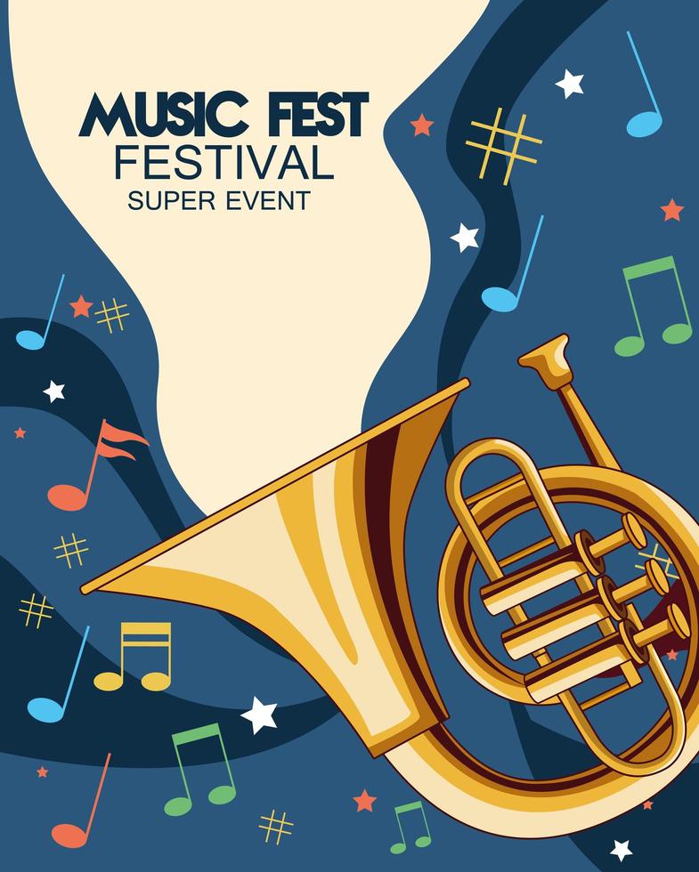 music fest poster with trumpets vector