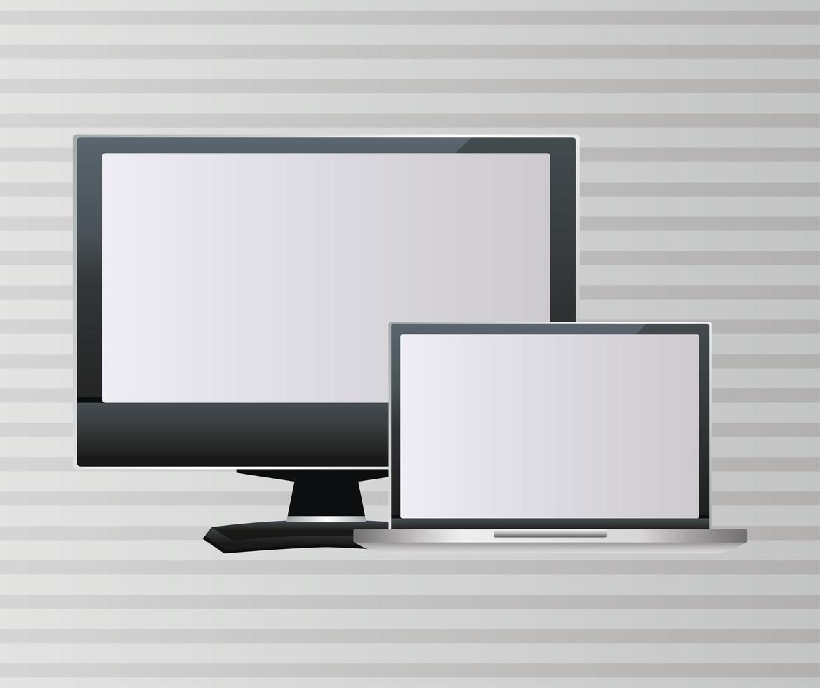 laptop and desktop computers portables digital devices vector