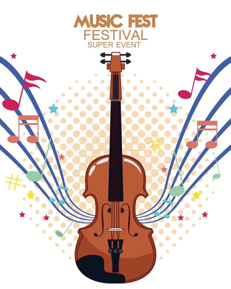 music fest poster with fiddle vector