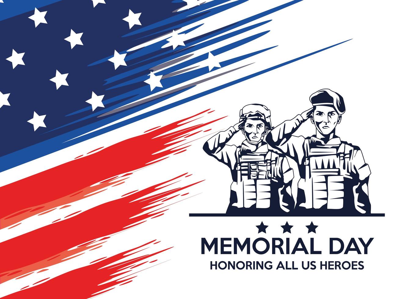 memorial day celebration poster with troop of heroes vector