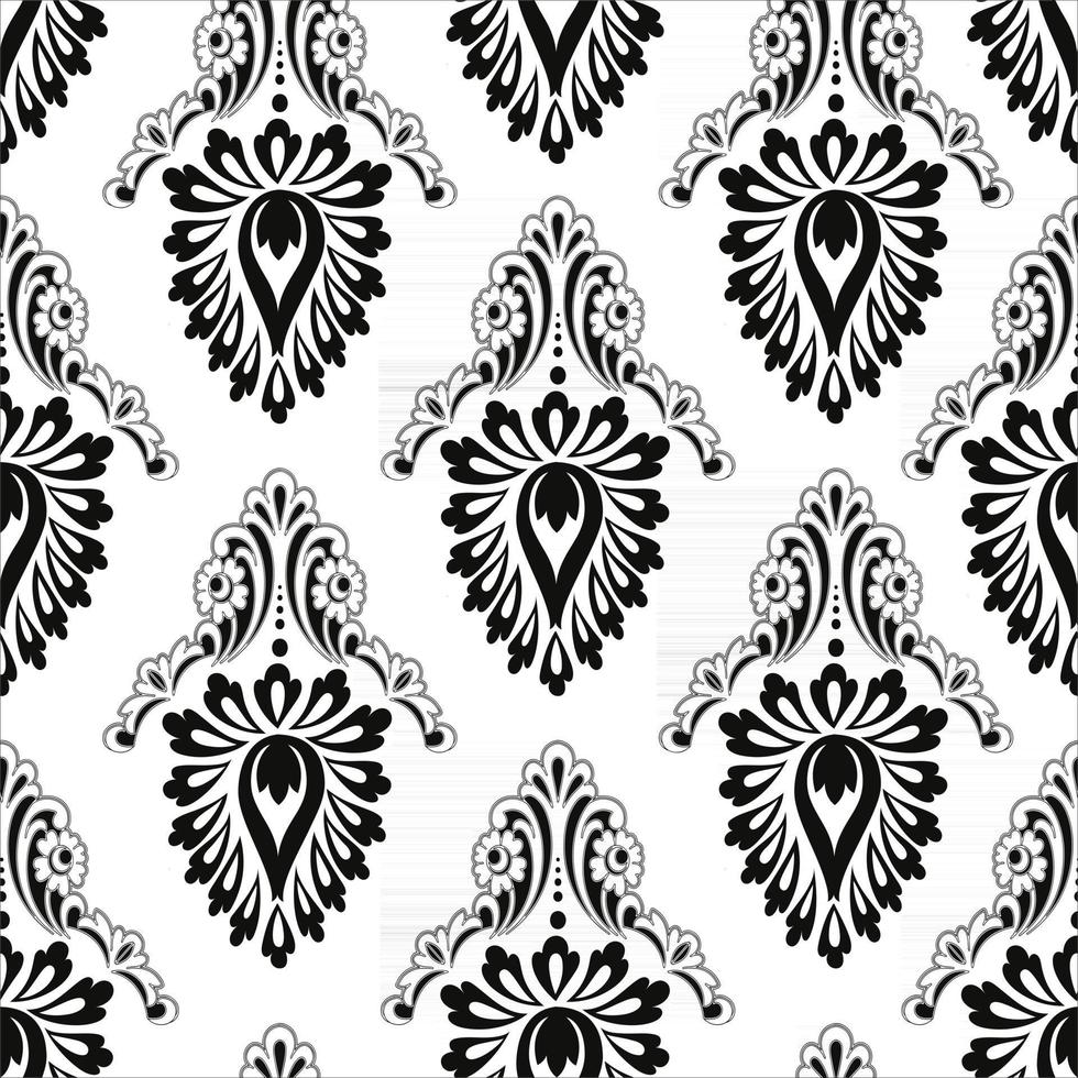 Vintage seamless black and white floral pattern vector