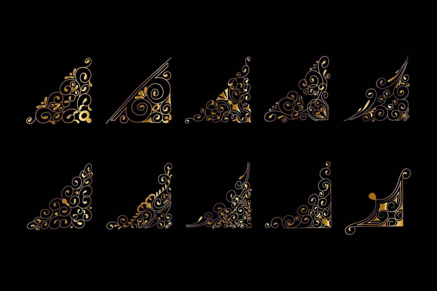 Set of Art deco gold calligraphic page dividers vector