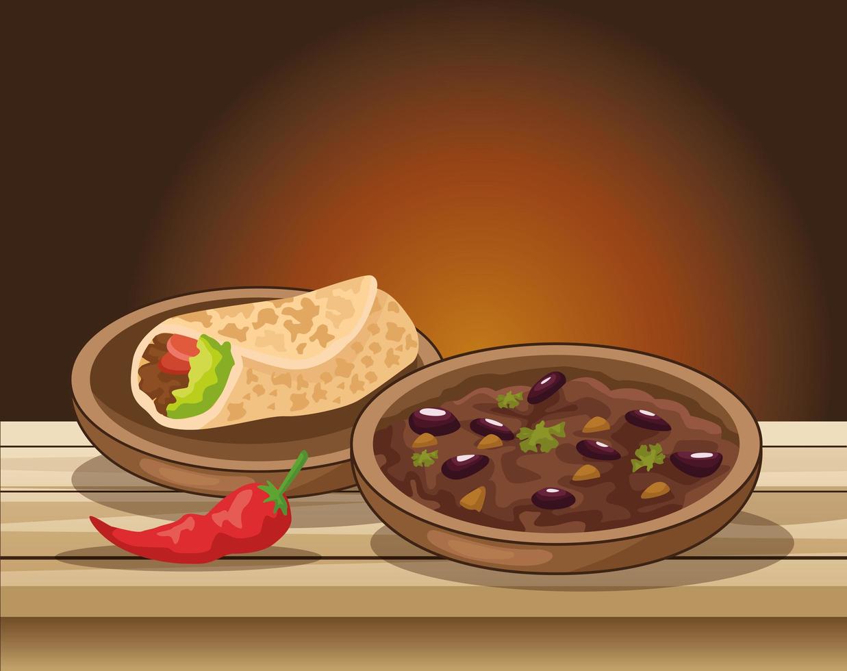 cinco de mayo celebration with delicious food in table vector