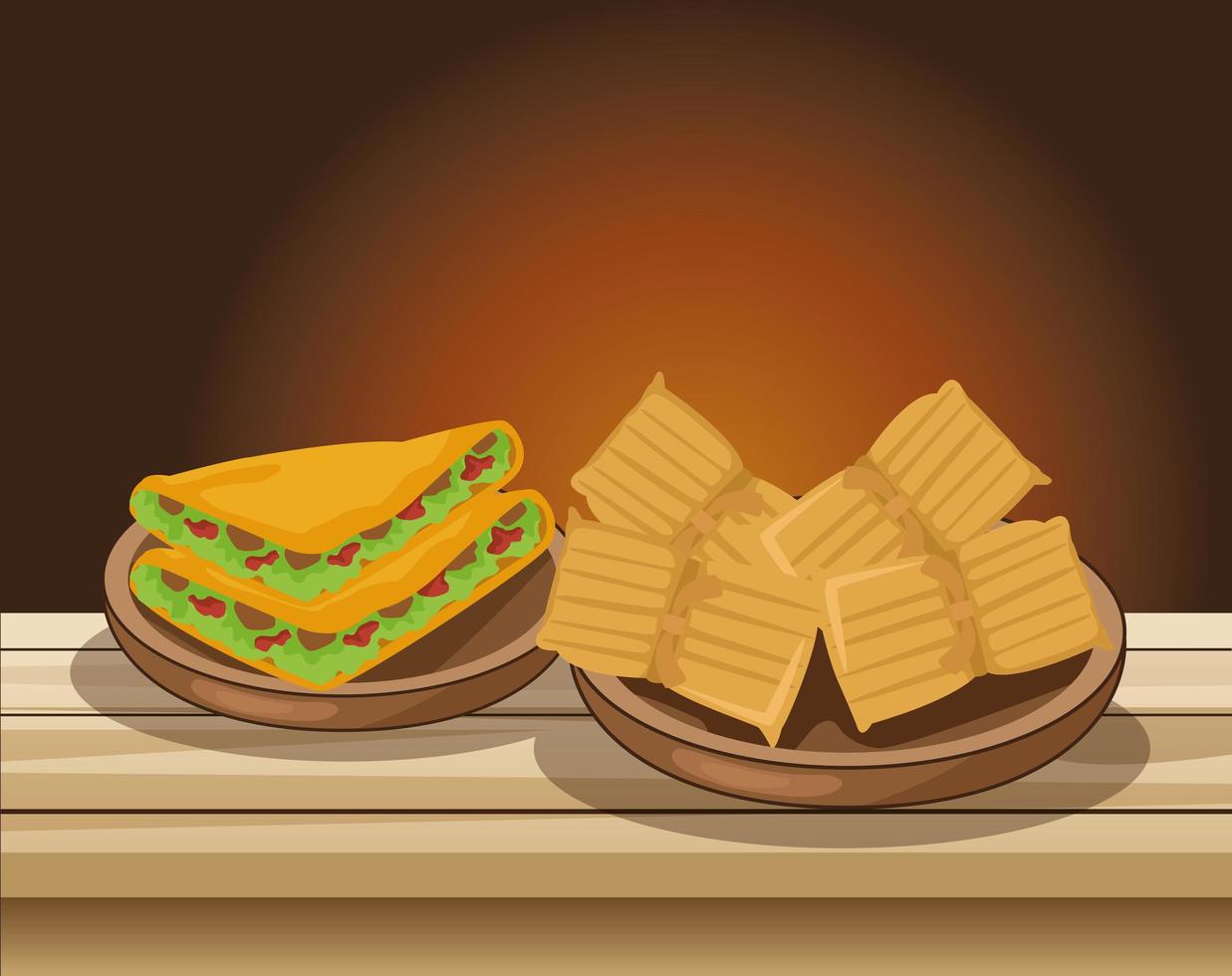 cinco de mayo celebration with delicious food in table vector