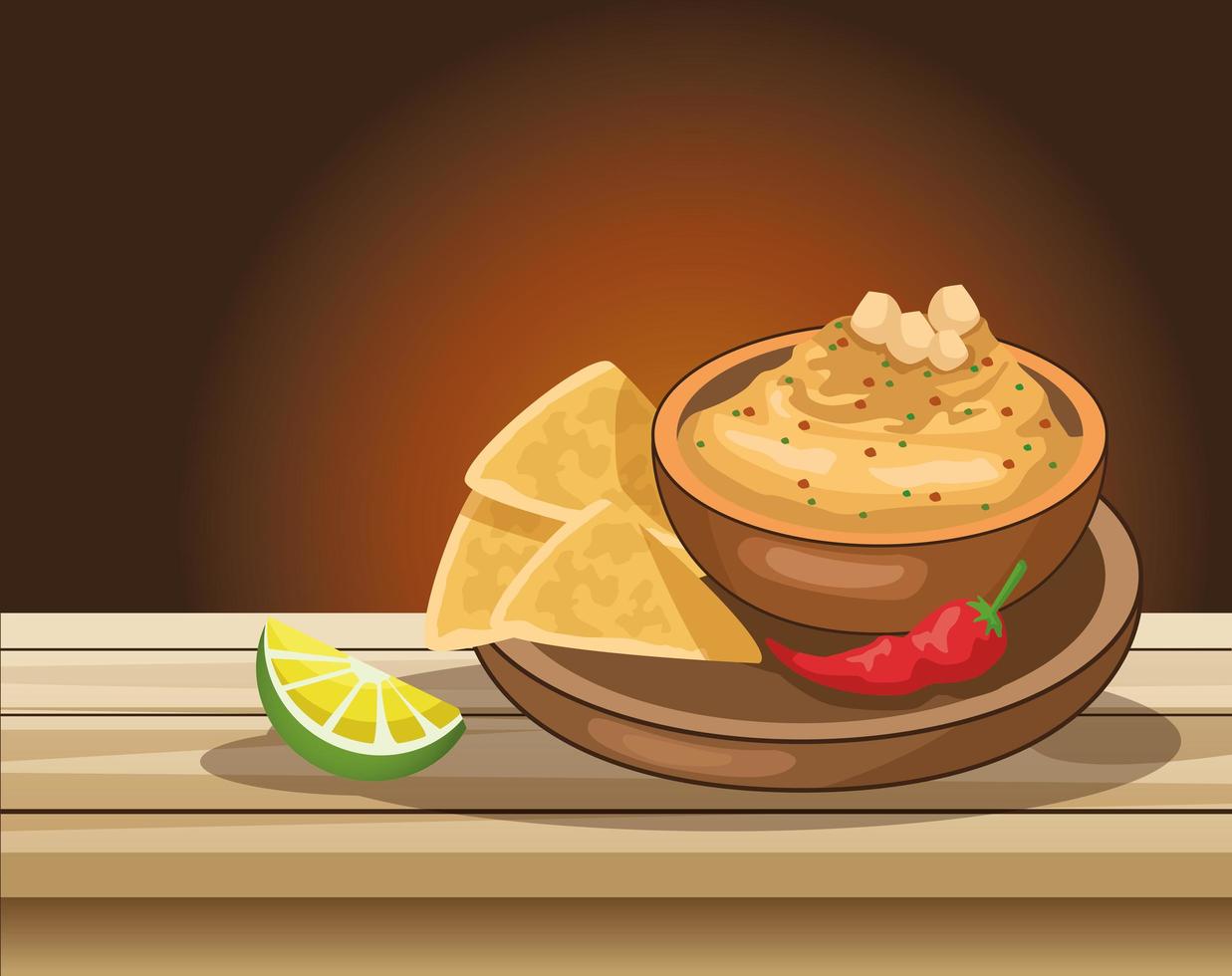 cinco de mayo celebration with delicious food in table vector
