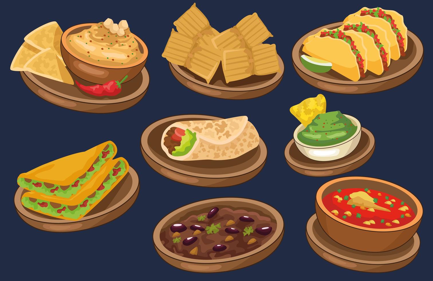 celebración del cinco de mayo con comida preparada vector