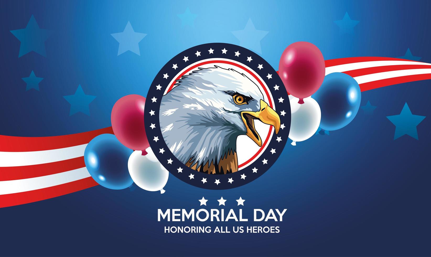 memorial day celebration poster with eagle vector