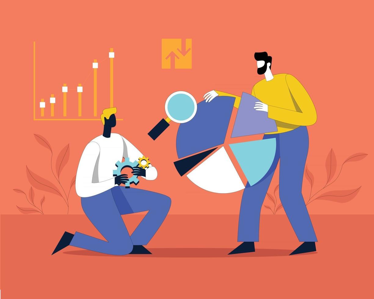 Data analysis teamwork vector illustration concept