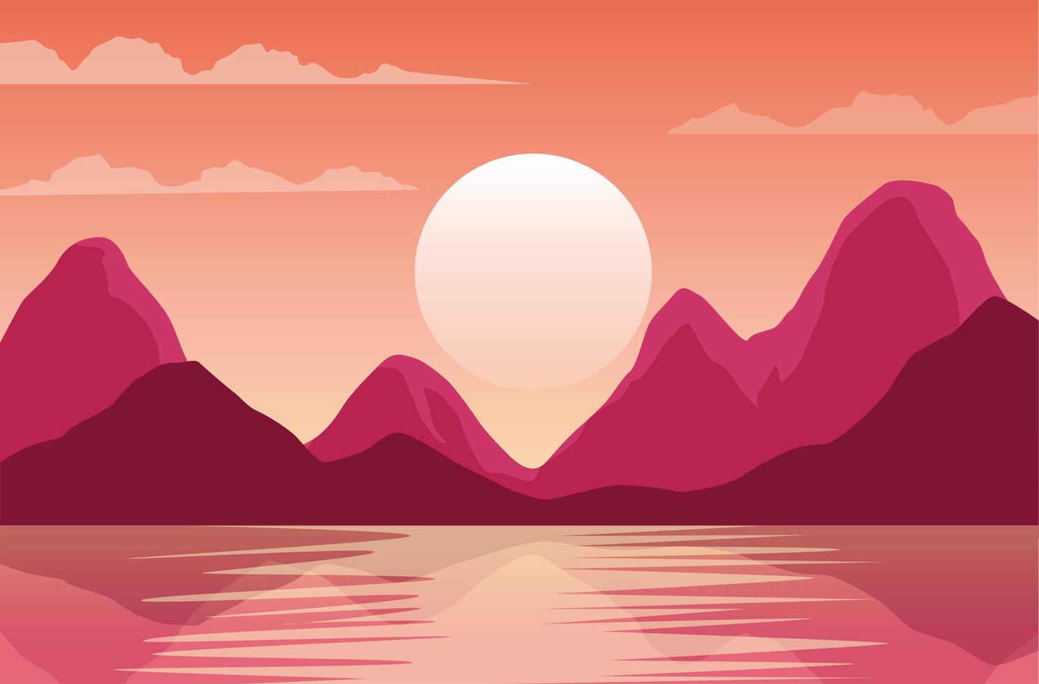 beautiful landscape with lake and mountains scene vector