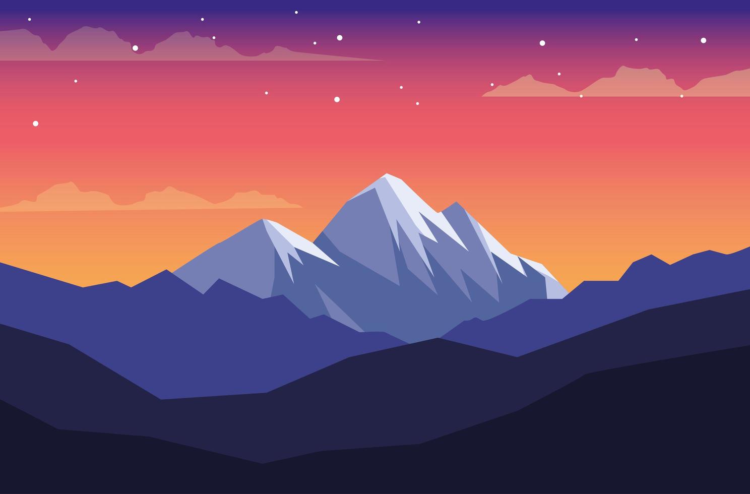 hermoso paisaje con escena de montañas vector