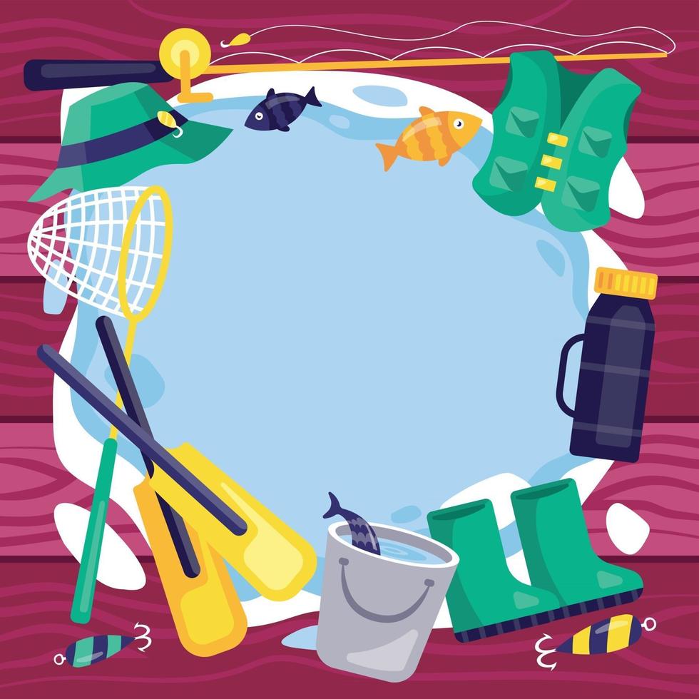 Background with Fishing Objects vector