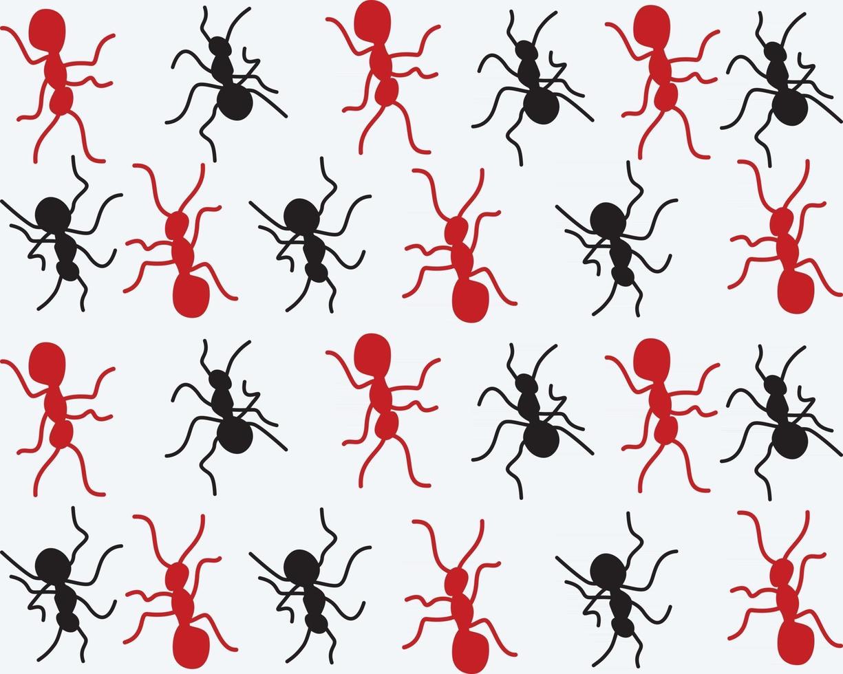 Hormiga y diseño vectorial de patrones sin fisuras en negro y rojo vector
